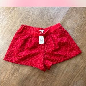 NWT Maje Red Embroidered Floral Shorts
